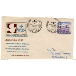 Carta  con matasellos commemorativo de jornadas filatelicas oviedo de 1969