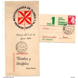 Prospecto  invitacion con matasellos commemorativo semana mediterranea de flores y plantas