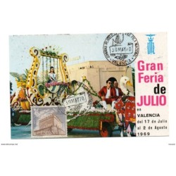 Tarjeta con matasellos de valencia 1970 gran feria de julio