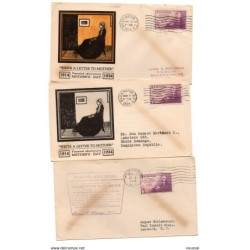 3 cartas de Estados unidos con diferentes matasellos y dibujos de 1934