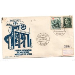 Carta con matasellos  feria de muestras de 1952 murcia circuladas