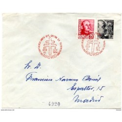 Carta con matasellos rojo conferencia union int contra la tuberculosis Madrid 1954