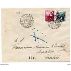 Carta con matasellos commemorativo exposicion filatelica de 1953 malaga circulada con matasellos certificado