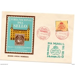 Carta con matasellos  commemorativo de  feria del sello de 1972 madrid