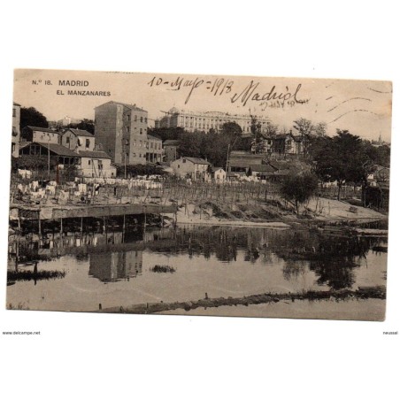 Tarjeta postal de madrid el manzanares circulada 1918