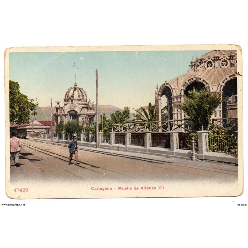 Tarjeta postal de cartagena muelle de Alfonso XII circulada Tarjeta postal de cartagena muelle de Alfonso XII circulada