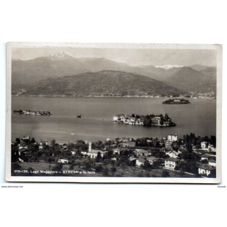 Tarjeta postal  lago magggiore stressa e le isole