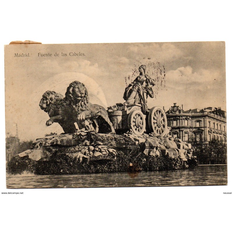Tarjeta postal de madrid fuente de la cibeles  circulada
