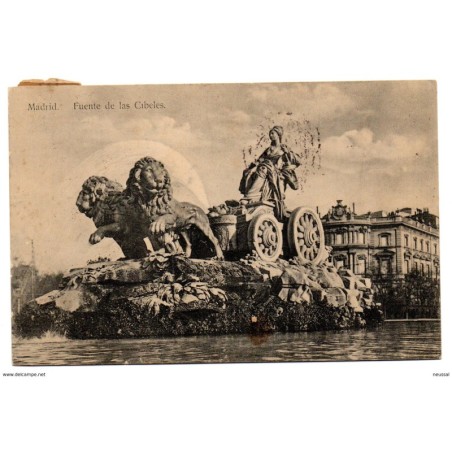 Tarjeta postal de madrid fuente de la cibeles  circulada