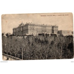 Tarjeta postal  madrid palacio real y campo del moro circulada