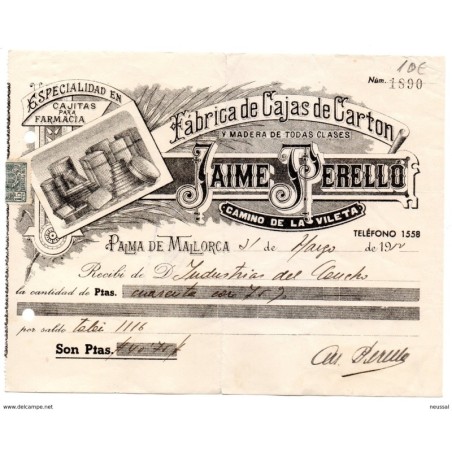 Papel publicidad fabricas de cajas de carton para farmacia de palma mallorca de 1912