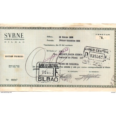 Papel de banco  de 1959