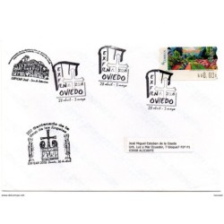 Carta  con matasellos commemorativo exfilna 2008 oviedo con etiqueta