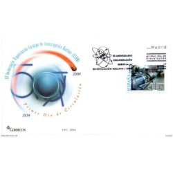 Carta con matasellos commemorativo 50 aniversario investigacion nuclear 2004