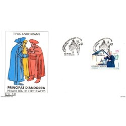 Sobre de primer dia n 229  de andorra tipos andorranos