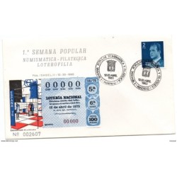 Carta con matasellos commemorativo 1 semana popular numismatica madrid 1980