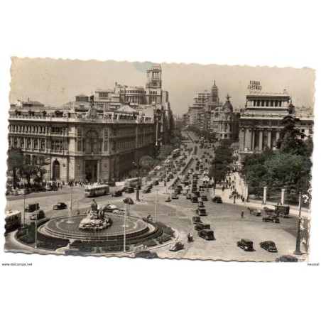 Tarjeta postal de madrid  cibeles y calle alcala circulada