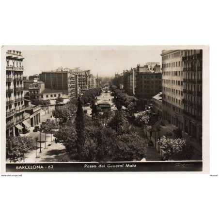 Tarjeta postal de barcelona paseo del general mola circulada