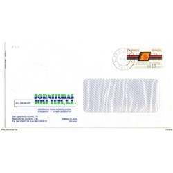 Carta con etiqueta  y matasellos de elda alicante