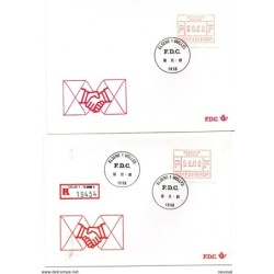 4 sobres con etiquetas de belgica  matasellos elsene i ixelles de 1981