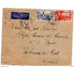 Carta de marruecos con matasellos de casablanca de  1952