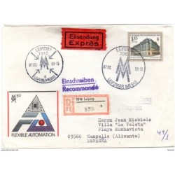 Carta certificada de DDr con mataselllos express y leipzig de 1989