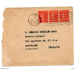Carta con matasellos rodillo paris de 1932