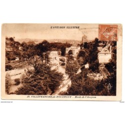 Tarjeta postal de villefranche de rouergue bords de laveyron circulada