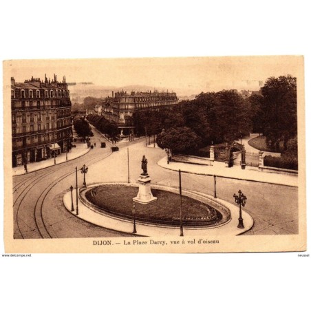 Tarjeta postal de dijon la place darcy vue a vol doiseau circulada