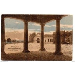 Tarjeta postal de vevey la place et le casino circulada