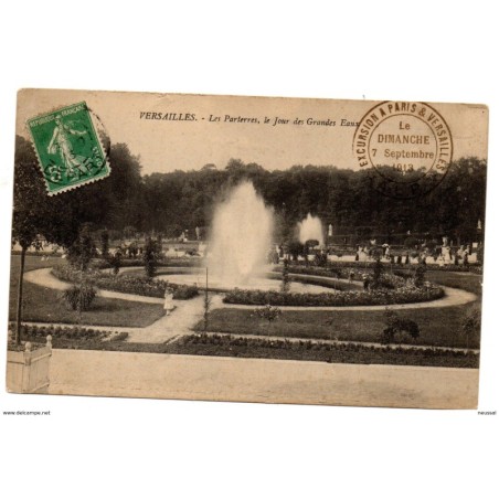 Tarjeta postal de versailles les parterres circulada