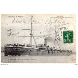Tarjeta postal de barcos circulada