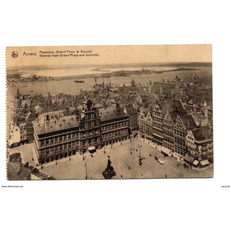 Tarjeta postal de anvers panorama grand plnce et escaut Tarjeta postal de anvers panorama grand plnce et escaut