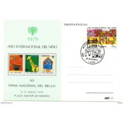 Tarjeta con matasellos commemorativo año internacional del niño de Leon