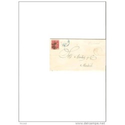 Carta  con cuño rojo coriña  cuño azul madrid  y cuño en parilla