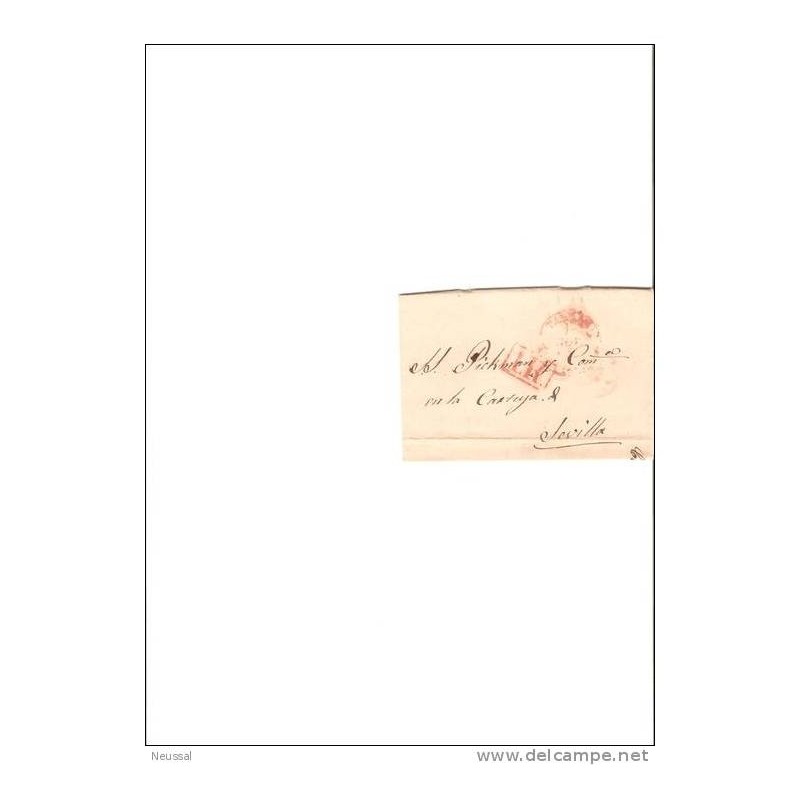 Carta con cuño rojo tarragona y cuño rojo en cuadro 1R y direccion sevilla Carta con cuño rojo tarragona y cuño rojo en cuadro 1R y direccion sevilla