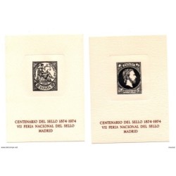 Pareja de hojas recuerdo del centenario del sello 18741974