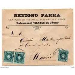 Carta  con matasellos ambulante 1907  publicidad tratente en huevos al por mayor