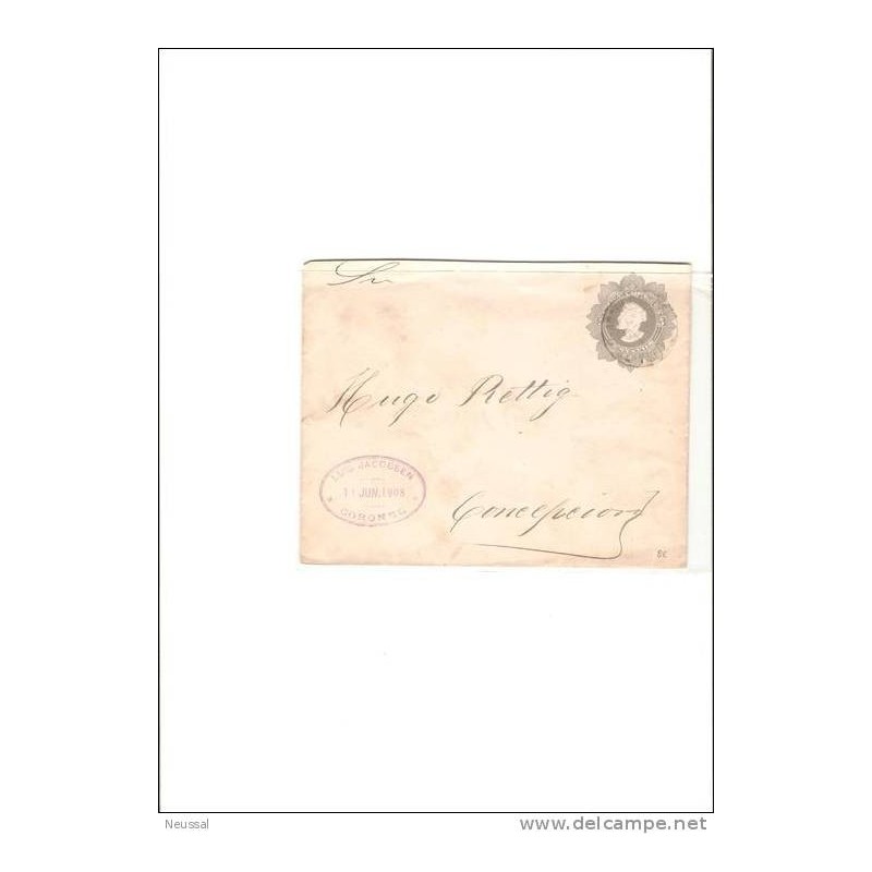 Carta chile con cuño 1908 coronel Carta chile con cuño 1908 coronel