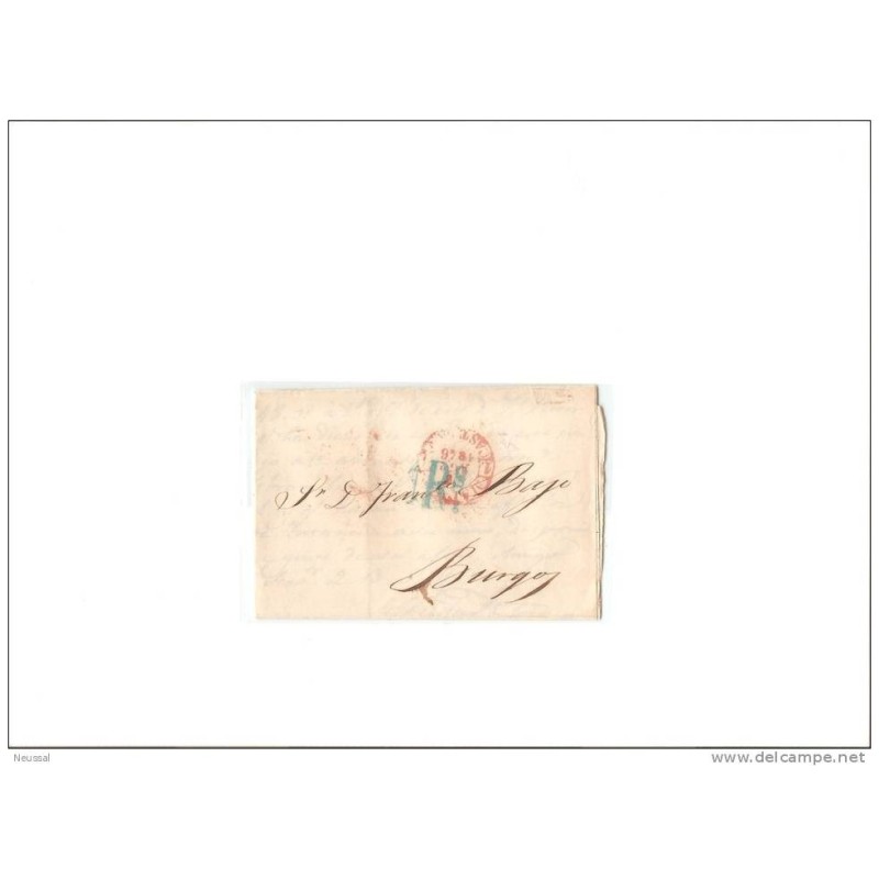 Carta con cuño de rojo madrid y cuño azul 1R Carta con cuño de rojo madrid y cuño azul 1R