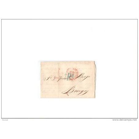 Carta con cuño de  rojo  madrid  y cuño azul 1R