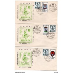 Serie completa de escudos 57 sobres con sello plan sur y sobres commemorativo 1 exposicion valencia