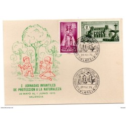 Tarjeta  con matasellos commemorativo  1 jornadas infantiles de proteccion a la naturaleza de 1975