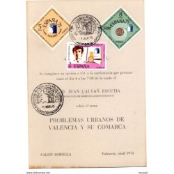 Tarjeta  con matasellos commemorativo exposicion mundial filatelia de 1975