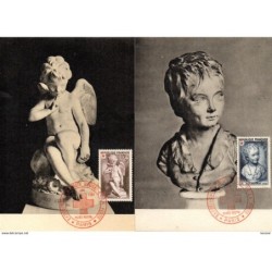 2 tarjetas maximas de francia de 1951 cruz roja