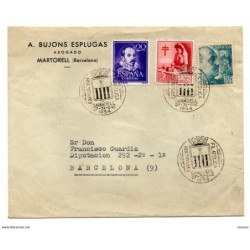 Carta con matasellos commemorativo exposicion filatelica sabadell de 1954