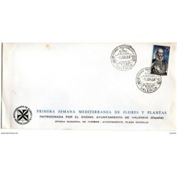 Carta  con matasellos  commemorativo primera semana mediterranea de flores de 1966