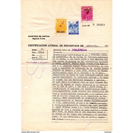 Papel de certificado de defuncion valencia  con fiscales