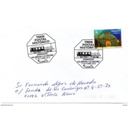 Carta  con matasellos  commemorativo tren postal historico zaragoza vilanova i la geltru