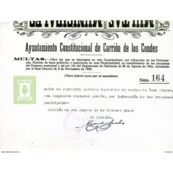 2 papeles de ayuntamiento carrion de los condes  multas